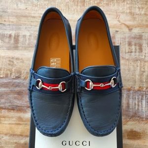Leather Gucci Loafers Navy Blue youth sz 1
